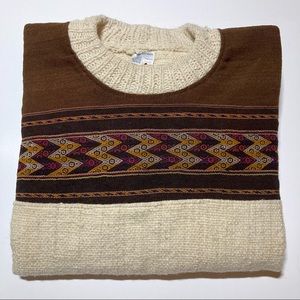 Vintage Chasqui 100% Alpaca Wool Sweater Western Tribal Aztec Hand Made Unisex